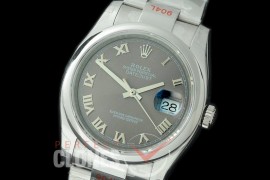 R36DJS-394S GMF 126234 SS/SS Smooth/Oyster Dark Rhodium Roman SA 3135 904L Steel 