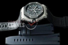 0 0 AAP00098 26411 Royal Oak Offshore SS/LE Black-Blue A-3126 Free Rubber Strap