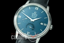 0 0 0 OMDEV-PR-103 ZF Deville Date/Power Reserve Automatic SS/LE Blue Asian Clone Cal 2627 PR Movt 