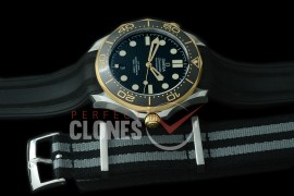 0 OM300M-042R 2018 Basel Seamaster Diver 300M SS/YG/RU Black Asian 2824 Mod 8800 Free Nato Strap 