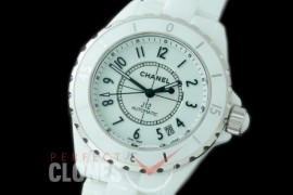 0 0 CHA-38-500 KOR-F New J12 H5700 CER/CER White Num A-2892 Mod to Chanel Calibre