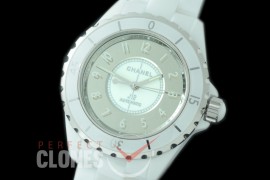 0 0 CHA-38-502 KOR-F New J12 H4862 Mirror CER/CER White Num A-2892 Mod to Chanel Calibre