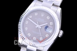 R36DJS-563 126234 SS/SS Fluted/Oyster 2019 Rhodium Grey Diamonds A-2824