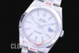 0 0 R41DJS-351 GMF 904L Steel 126334 Smooth/Oyster SS/SS White Sticks Asian 2824 