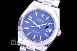 0 0 R41DJS-354 GMF 904L Steel 126334 Smooth/Oyster SS/SS Blue Sticks Asian 2824 