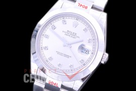 0 0 R41DJS-361 GMF 904L Steel 126334 Smooth/Oyster SS/SS Silver Diamonds Asian 2824 