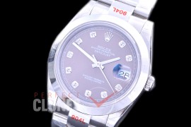 0 0 R41DJS-363 GMF 904L Steel 126334 Smooth/Oyster SS/SS Rhodium Grey Diamonds Asian 2824 