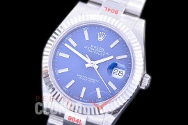0 0 R41DJS-354F GMF 904L Steel 126334 Fluted/Oyster SS/SS Blue Sticks Asian 2824 