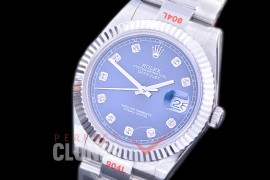 0 0 R41DJS-364F GMF 904L Steel 126334 Fluted/Oyster SS/SS Blue Diamonds Asian 2824