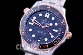 0 0 OM300M-008S 2019 Basel Seamaster Diver 300M SS/RG Black Asian 2824 Mod 8800 