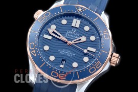 0 0 OM300M-008U 2019 Basel Seamaster Diver 300M SS/YG/RU Blue Asian 2824 Mod 8800 