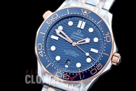 0 0 OM300M-008T 2019 Basel Seamaster Diver 300M SS/YG/SS Blue Asian 2824 Mod 8800 