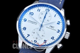 IWPG00042 YLF 371492 Bucherer 1888 Limited Edtion Portugese Chrono SS/NY White/Blue A-7750