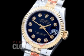 R26DJT-902 GMF 179173 SS/YG Fluted/Jubilee Black Diam Swiss 2671 904L Steel 