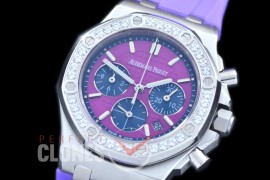 APROCL-315 Royal Oak Offshore Ladies 26231 SS/RU Purple Sticks Jap Chronograph Quartz 