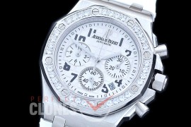 APROCL-301 Royal Oak Offshore Ladies 26231 SS/RU White Jap Chronograph Quartz 