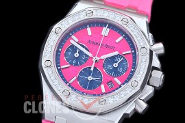 APROCL-314 Royal Oak Offshore Ladies 26231 SS/RU Peach Red Sticks Jap Chronograph Quartz 