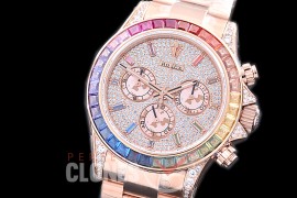 RLDUB00016 JHF Daytona Everose Rainbow 116598 RBOW YG/YG Champagne Gold Diamond Crested Dial A7750