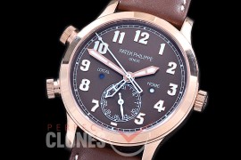 PP-5524-108 GRF Calatrava Pilot Travel Time 5524R-001 RG/LE Brown Asian Custom Calibre 324 S C FUS