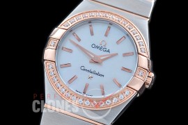 0 OMCON-28-201D Constellation Manhattan Quartz 28mm SS/RG White Sticks Swiss Quartz