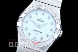 0 OMCON-28-111D Constellation Manhattan Quartz 28mm SS/SS White Diamonds Swiss Quartz
