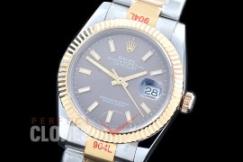 R36DJT-303 GMF 126233 SS/YG Fluted/Oyster Dark Rhodium Sticks A-2824 904L Steel