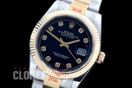 R36DJT-312 GMF 126233 SS/YG Fluted/Oyster Black Diamonds A-2824 904L Steel