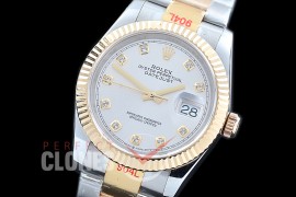 R36DJT-311 GMF 126233 SS/YG Fluted/Oyster Silver Diamonds A-2824 904L Steel