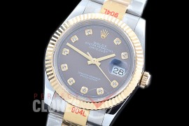 R36DJT-313 GMF 126233 SS/YG Fluted/Oyster Dark Rhodium Diamonds A-2824 904L Steel