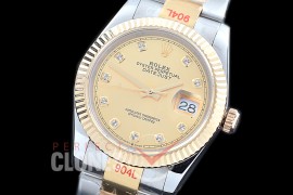 R36DJT-315 GMF 126233 SS/YG Fluted/Oyster Gold Diamonds A-2824 904L Steel