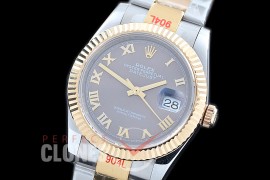 R36DJT-323 GMF 126233 SS/YG Fluted/Oyster Dark Rhodium Roman A-2824 904L Steel