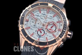 UNMMDC-111 Maxi Marine Diver Chronograph RG/RU White Hammerhead Shark Sticks