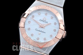 0 OMCON-25-212 Constellation Quartzz 25mm SS/RG White Wavy Diamonds Swiss Quartz