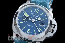 0 0 0 PN228H08B HF Pam 228 H Series Firenze Marina GMT SS/LE Blue A-7750 - Genuine Croc Strap 