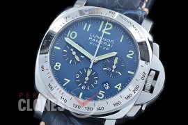 0 0 0 PN224H08A HF Pam 224 H Series Firenze Marina Chronograph SS/LE Blue A-7753 - Genuine Croc Strap