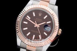 0 0 RL41DJ-18K-507S 126331 Fluted Bezel Oyster Brown Sticks TT SA 3136