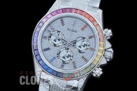 RLDUB00022 JHF Daytona Rainbow 116598 RBOW SS/SS White Gold Diamond Crested Dial A7750