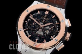 0 HBFSC00248 Classic Fusion Chronograph SS/RG/LE Black Skeleton A-7750