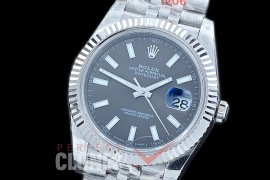 R41DJS-103J NF Datejust II 126334 904L Steel Fluted/Jubilee SS/SS Dark Rhodium Sticks SA 3235