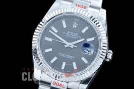 R41DJS-103 NF Datejust II 126334 904L Steel Fluted/Oyster SS/SS Dark Rhodium Sticks SA 3235