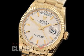 R36DDF-100 BP 128238 2019 DayDate YG/YG Fluted/President Silver Sticks A-2836