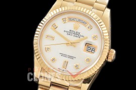 R36DDF-117 BP 128238 2019 DayDate YG/YG Fluted/President MOP White Diamonds A-2836