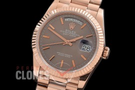 R36DDR-106 BP 128235 2019 DayDate RG/RG Fluted/President Brown Sticks A-2836