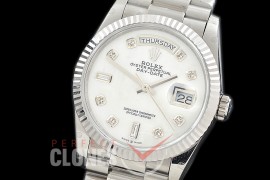 R36DDS-117 BP 128239 2019 DayDate SS/SS Fluted/President MOP White Diamonds A-2836