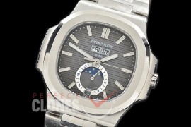 PP-5726-012 PF Nautilus 5726 Annual Calender SS/SS Grey Miyota 9100 Mod to Calibre 324