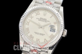 R36DJS-3235-120 GMF 126234 SS/SS Fluted/Jubilee Silver Roman SH 3235 904L Steel 