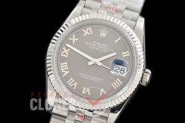 R36DJS-3235-123 GMF 126234 SS/SS Fluted/Jubilee Dark Rhodium Roman SH 3235 904L Steel 