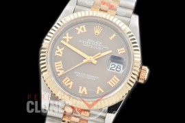 R36DJT-3235-123 GMF 126233 SS/YG Fluted/Jubilee Dark Rhodium Roman SH 3235 904L Steel 