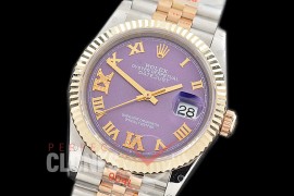 R36DJT-3235-129 GMF 126233 SS/YG Fluted/Jubilee Violet Roman SH 3235 904L Steel 