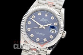 R36DJS-3235-114 GMF 126234 SS/SS Fluted/Jubilee Blue Diamonds SH 3235 904L Steel 